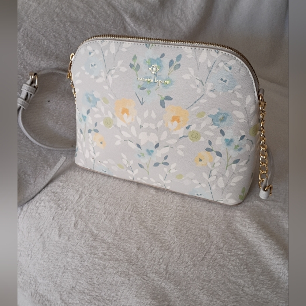 Nanette Lepore Gray and Yellow Floral Crossbody Bag